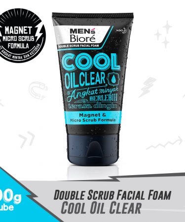 Biore Men's Double Scrub Facial Foam Cool Oil Clear 100 gr