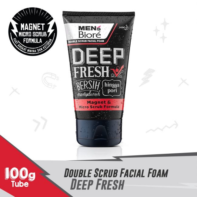 Men's Biore Double Scrub Facial Foam Deep Fresh 100 gr